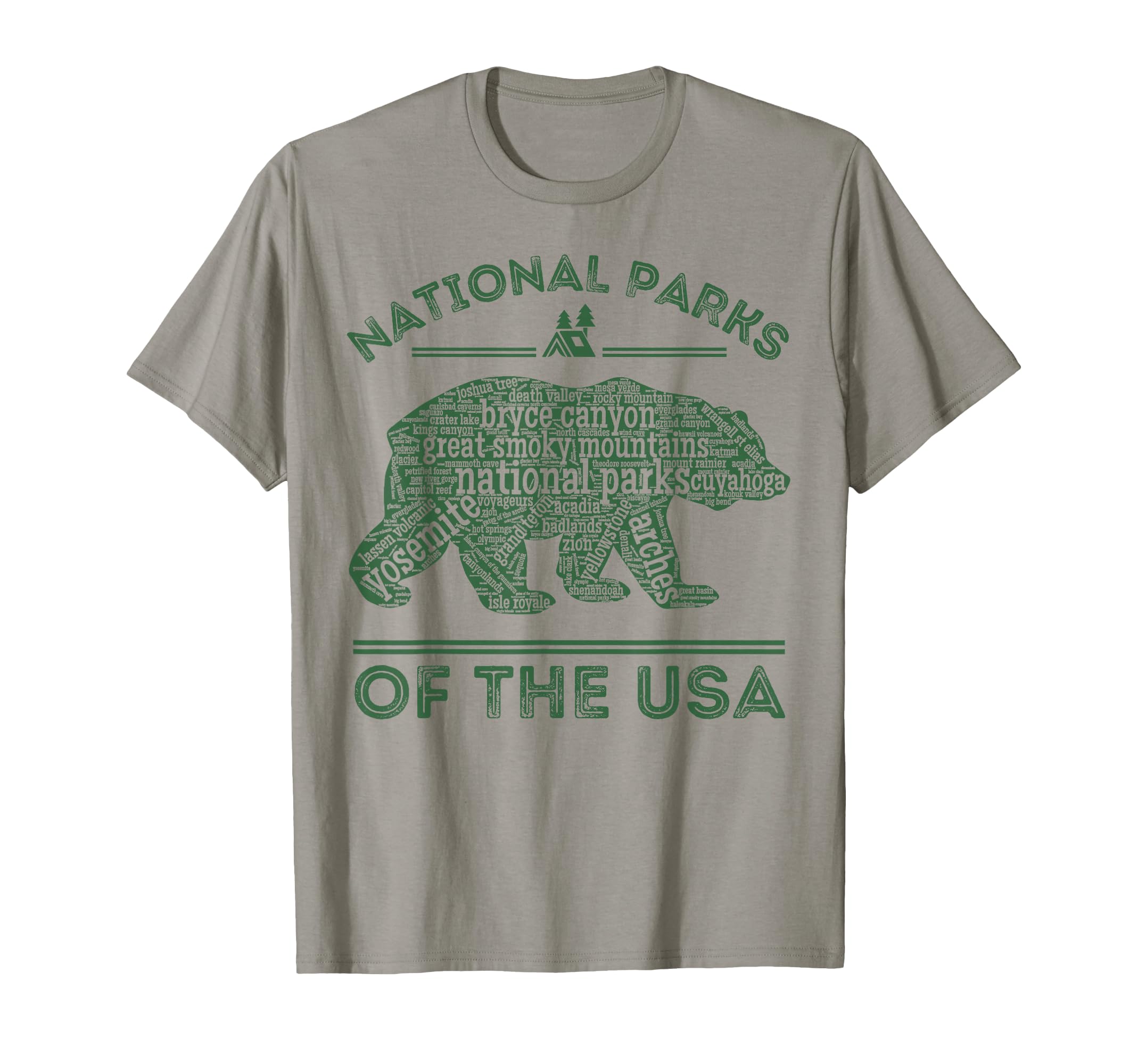 National Parks Bear Hiking Travel Camping Outdoors Retro USA T-Shirt Small