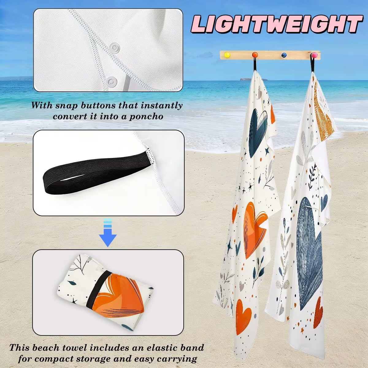 Ręcznik plażowy 100 x 200 cm, ręcznik gimnastyczny z mikrofibry szybkoschnący, zestaw 2 anty-piaskowych ręczników plażowych, lekki kompaktowy duży ręcznik z mikrofibry do podróży, prezent dla mężczyzn