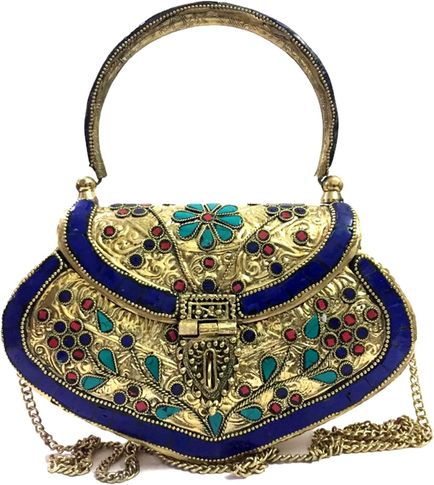 Golden Metal clutches Vintage Handmade Bag Brass metal purse Hand clutch Handbag for women Ethnic Bag