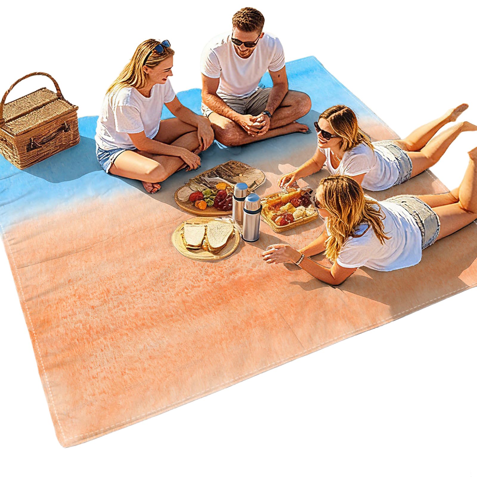 Foldable Sandproof Beach Towel Cushion Camping Mat with Bright Patterns for Family and Friend Gatherings Waterproof Beach Blanket for Camping