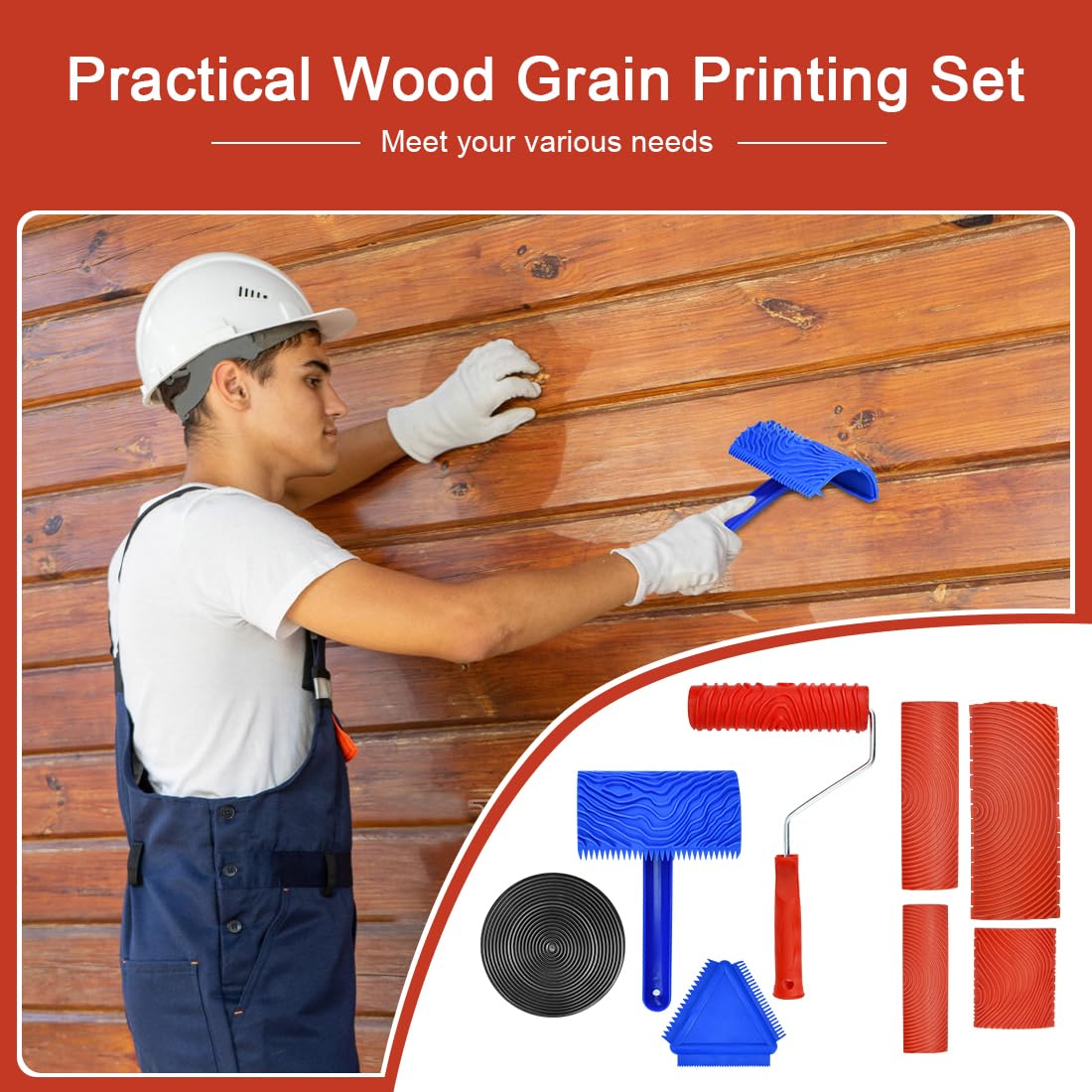 8 Pcs Outil de Grain de Bois en Caoutchoucpeigne en Caoutchouc Décor Faux Bois Grain à Effet Bois Rouleau Peinture Effet Bois Rouleau Imitation Bois Rouleau Effet Bois Peigne Faux Bois