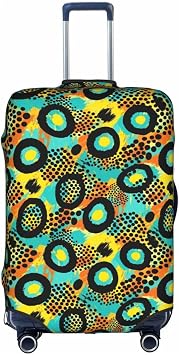 Family Luggage Protector Set Turquoise Green Yellow Cheetah Leopard Print, Elastic Suitcase Covers with Zipper, Washable Anti-Scratch Baggage Sleeves for Group Travel