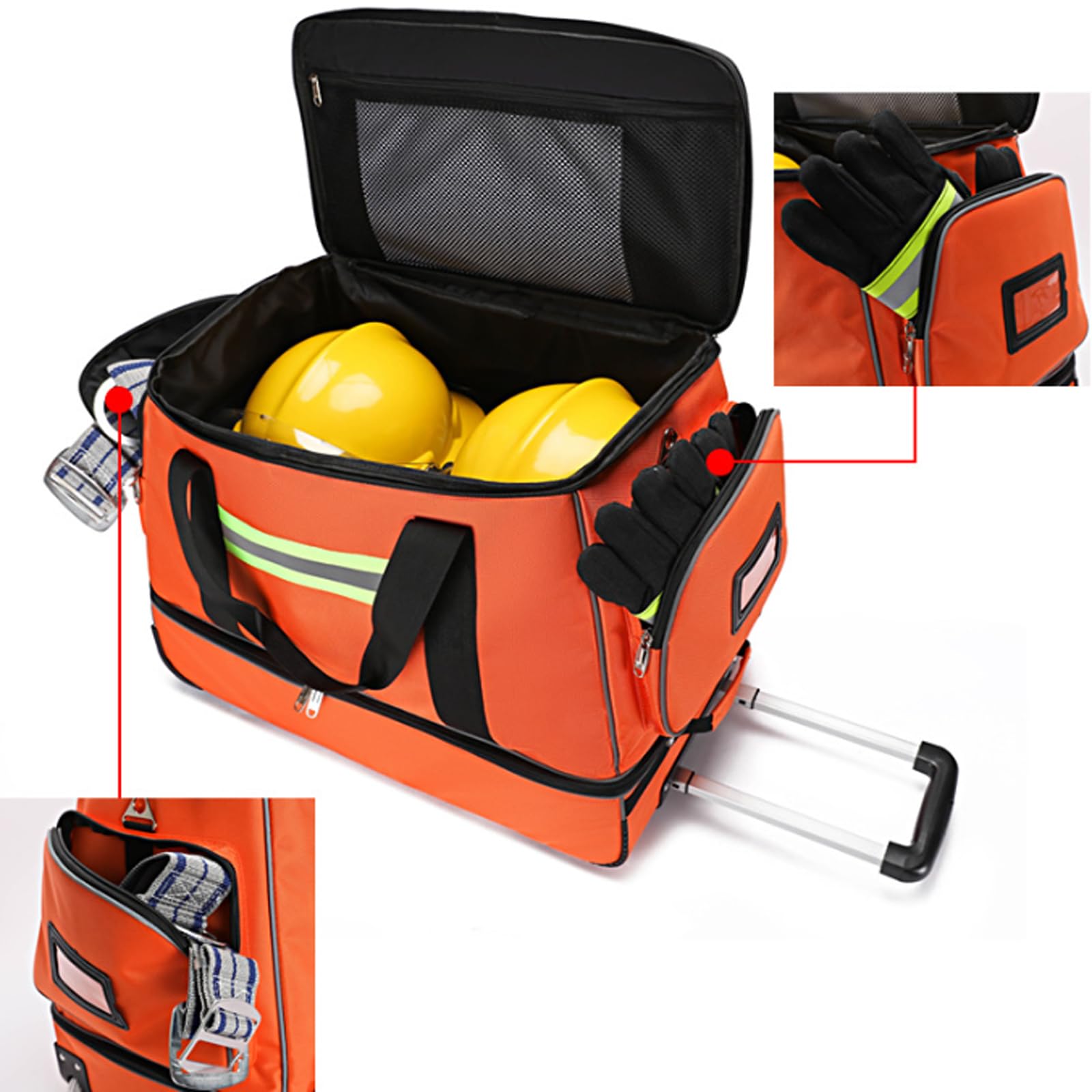Mochila táctica de primeros auxilios con detalles reflectantes y varilla telescópica para actividades al aire libre