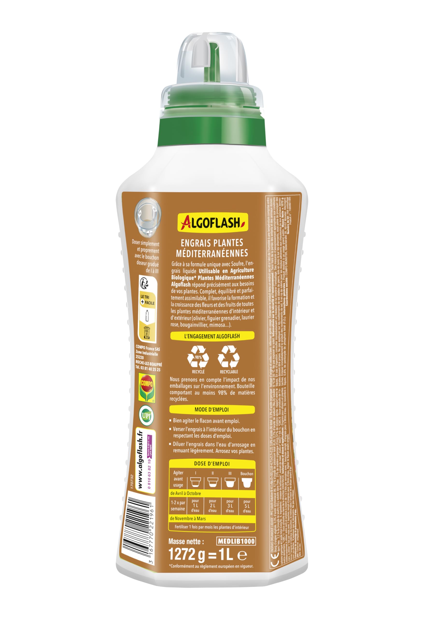 Algoflash Plantas Mediterráneas de Frutas UAB 1 L: Olivos, higueras, Granadas