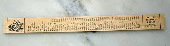 British History Ruler, 1 side Kings & Queens 1 side cms and inches ...