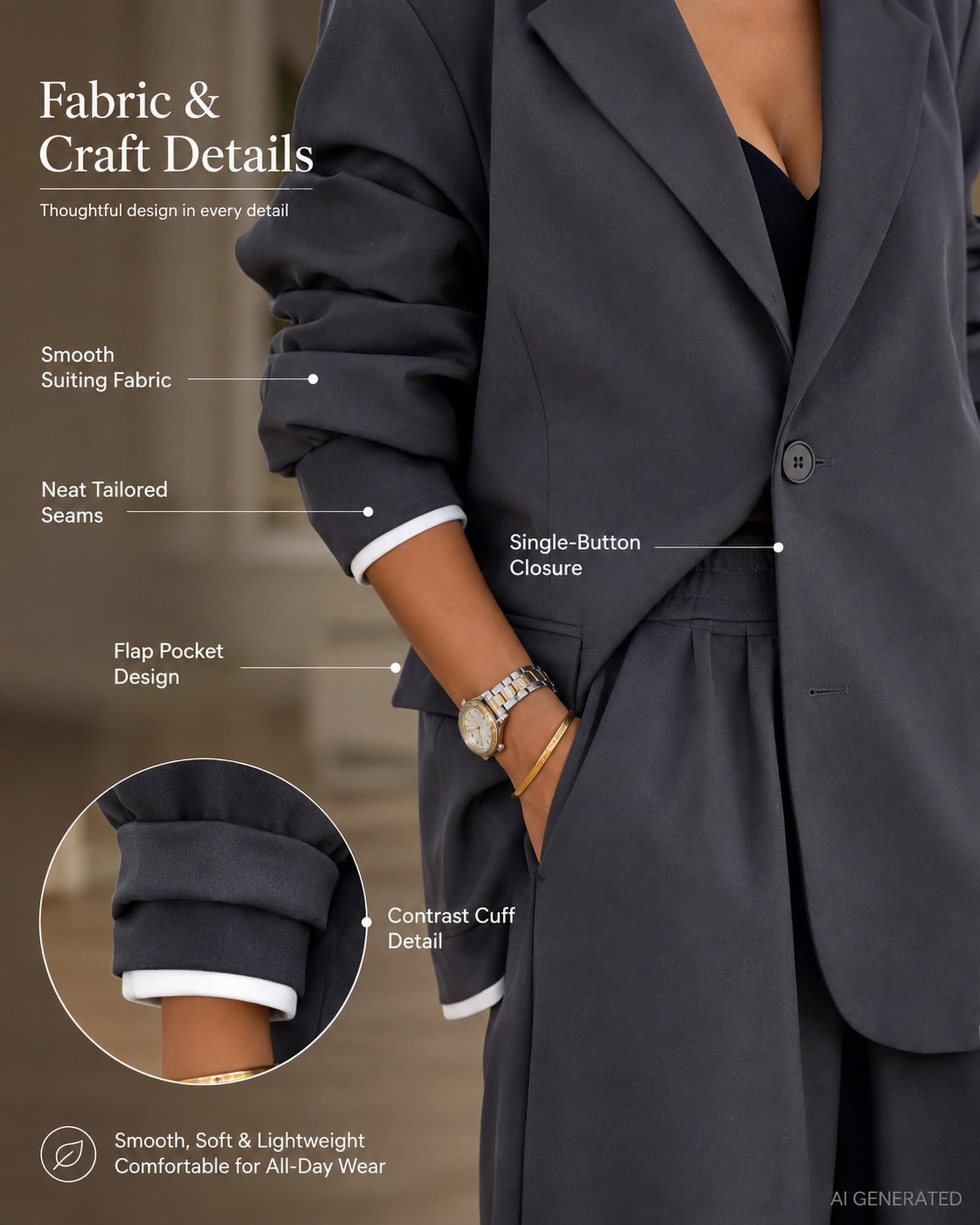 Pant Suits For Women Two Piece Blazer Wide Leg Pants Business Work Outfit