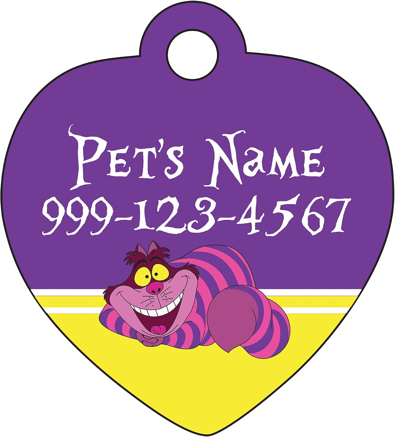 Alice in Wonderland Cheshire Cat Tag Pet Id Tag Personalized w/Your Pet's Name & Number
