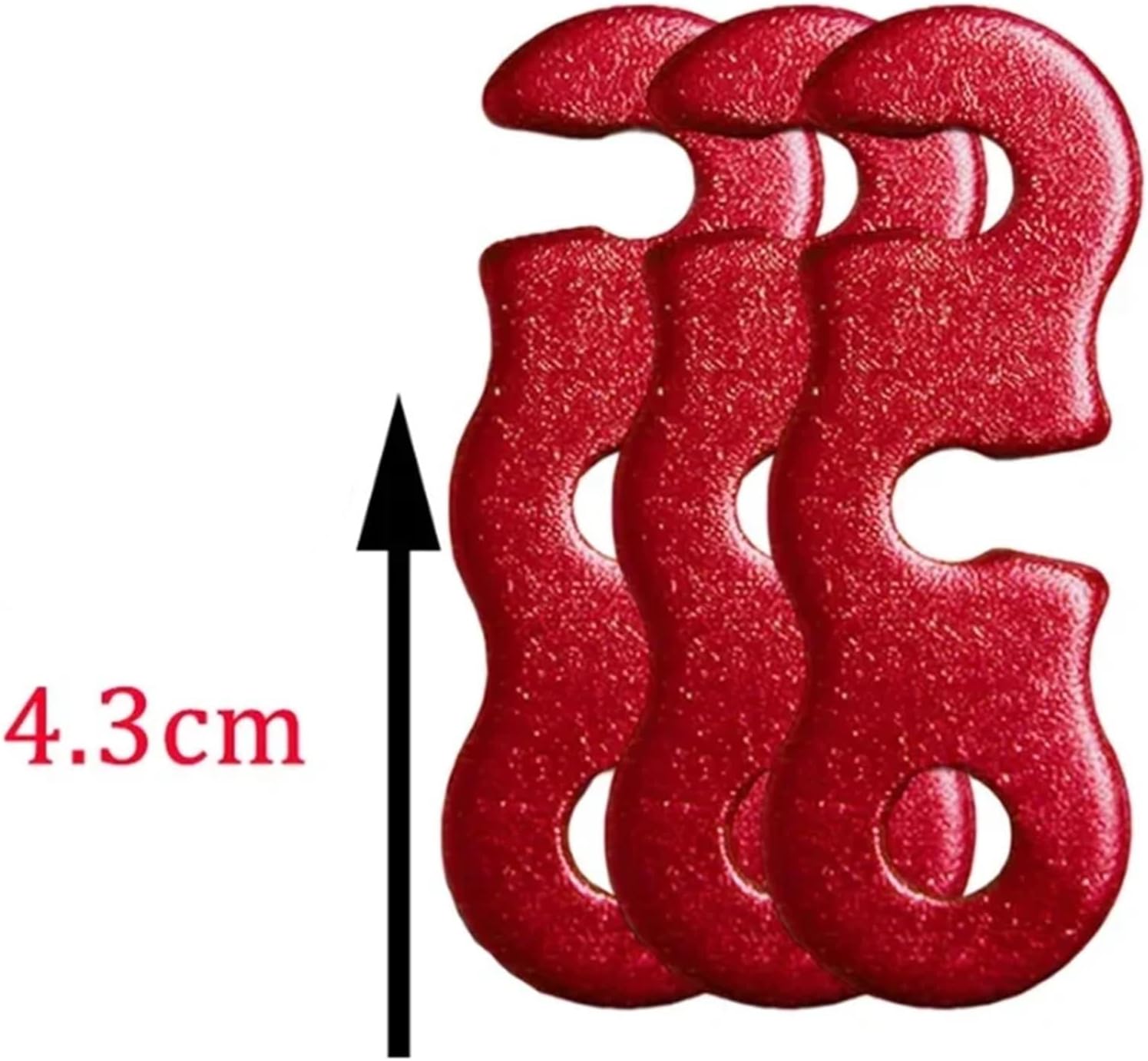Paracord tensioner 15pcs Aluminum Alloy Cord Adjuster Buckle for Outdoor Gear S Shape Three Eye Design Tent Tarp Ropes Lightweight(Red)
