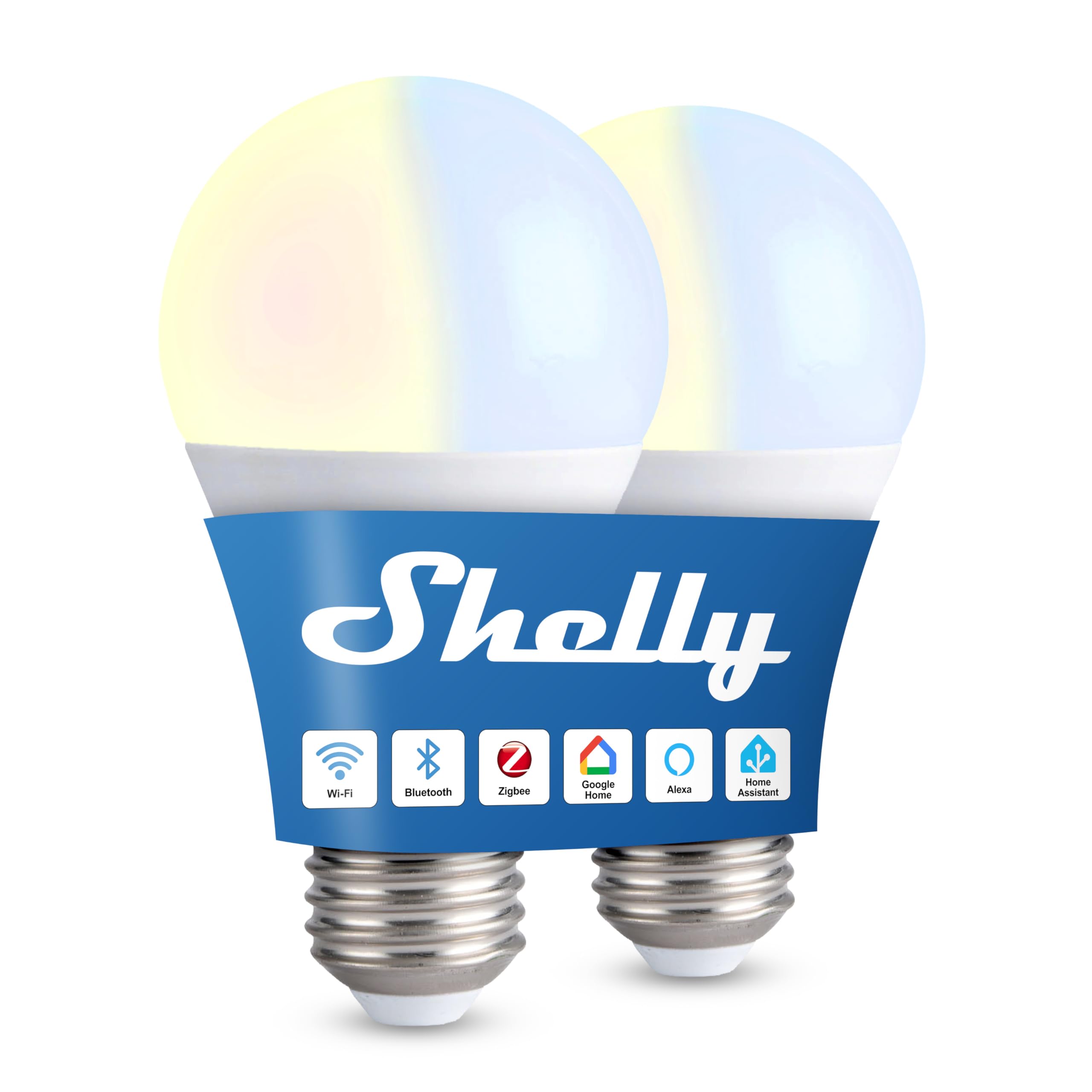 Shelly Duo Bulb E27 Gen3 - Wi-Fi Smart Bulb, 9W, 800lm, Tunable White 2700K-6500K, Dimmable, Night Mode, Consumption Monitoring, Lights Remote Control, Home Automation, No Hub Required (2 Pack)