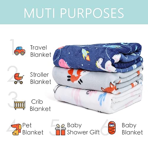 Miniatura 6 de TILLYOU - Manta suave de microvellón polar para niños y niñas, grande y ligera para cuna para cama de bebé, cálida y acogedora para guardería,