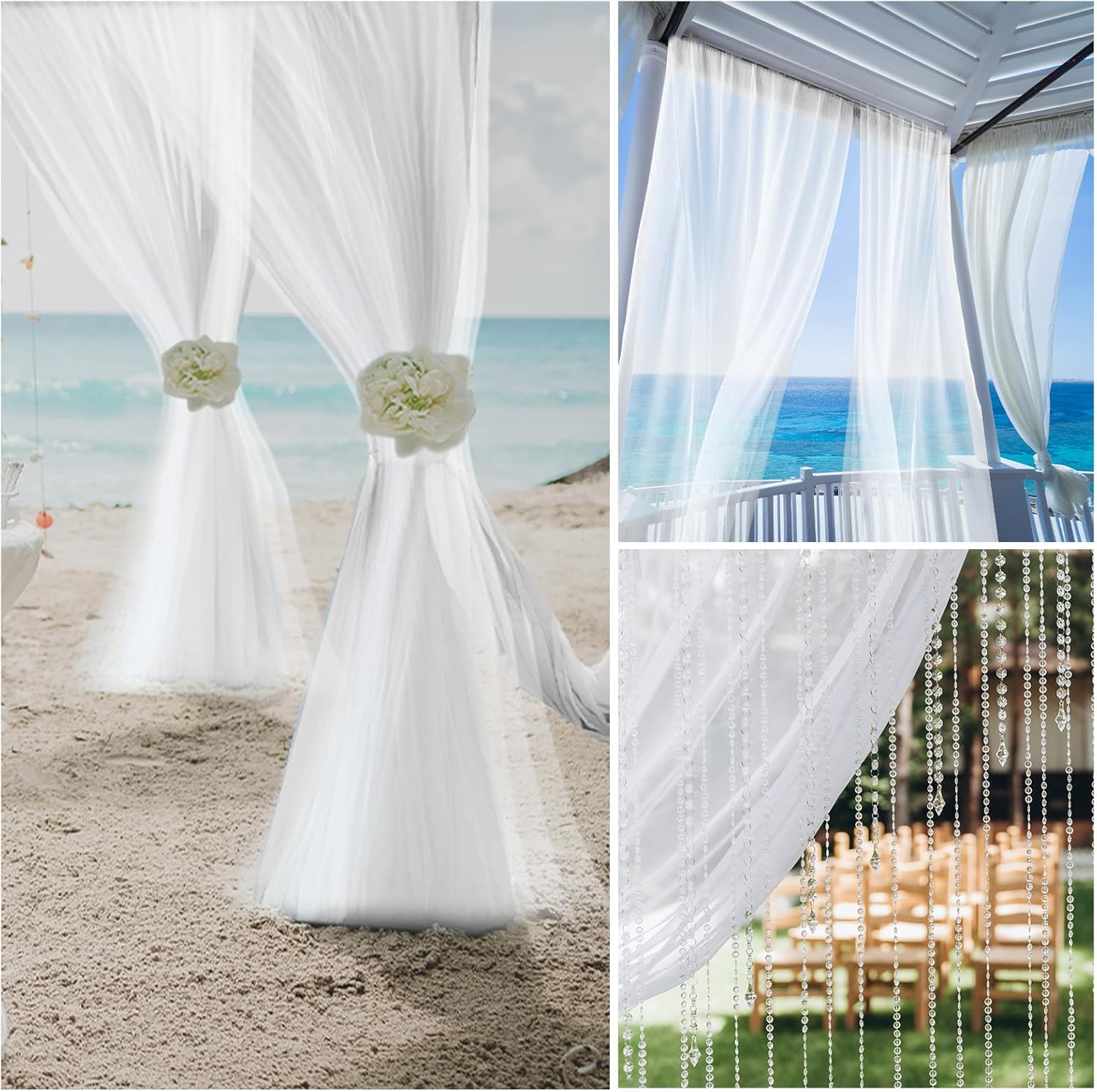 SmoothNovelty 4 Panels Mosquito Netting for Patio, W118 x L98 Inches Garden Mesh Netting Outdoor Sheer Tulle Curtains