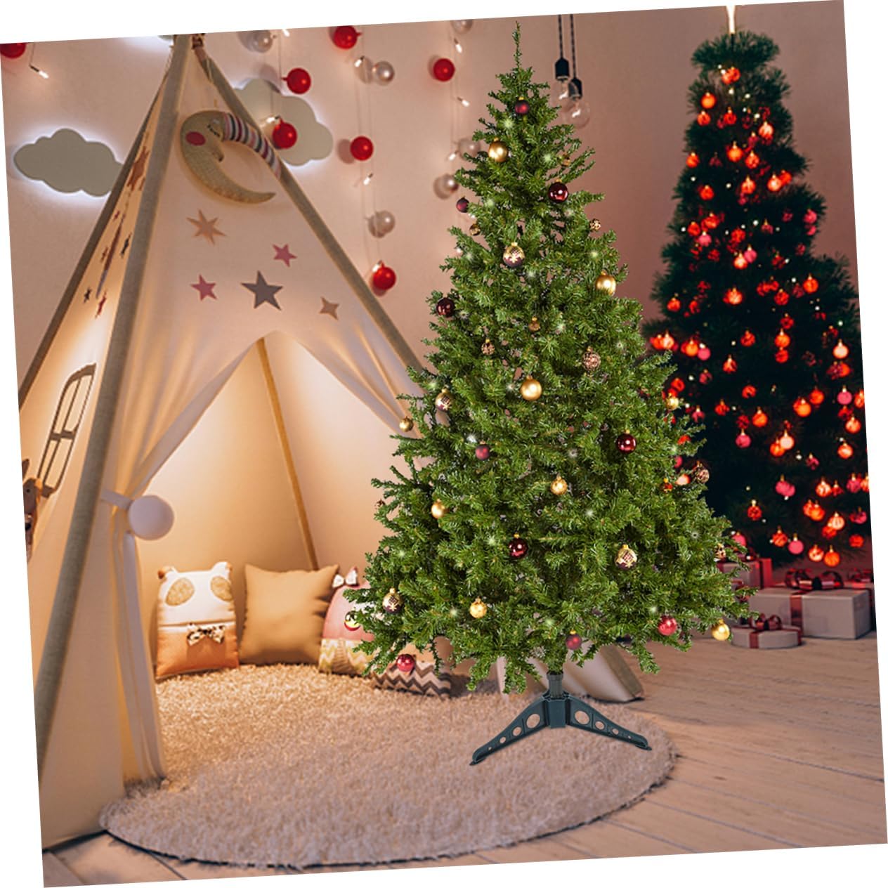 Garneck 4pcs Christmas Tree Base Holder Christmas Tree Stand Easy to Assemble Sturdy Support Festive for Holiday Decor