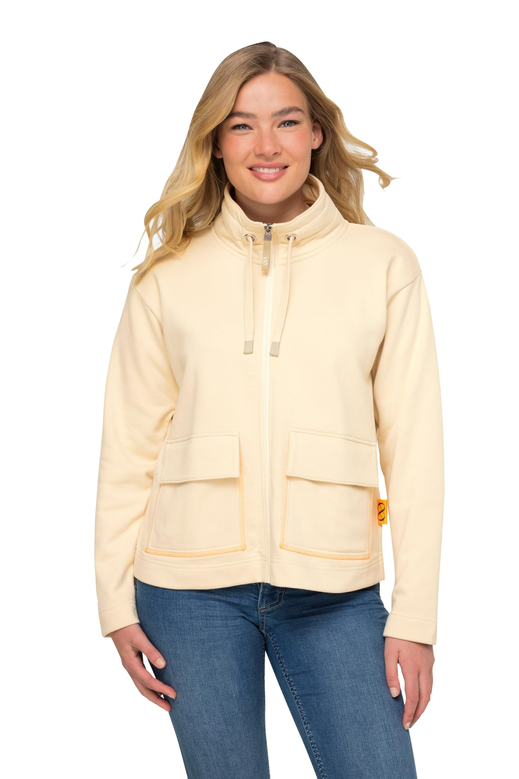 Laurasøn Sweatjacke, Stehkragen, Rücken-Print, Zipper, Oeko-TEX 826625