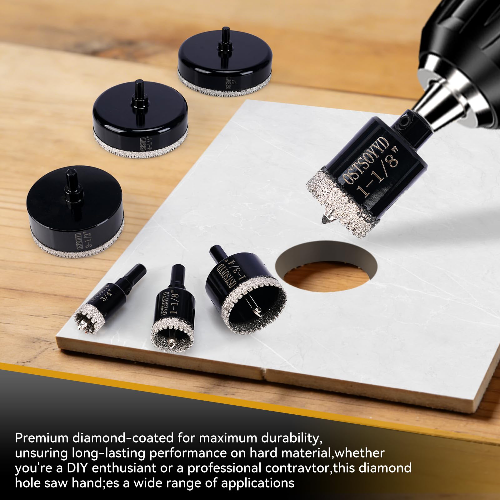 Sierra perforadora de diamante dentada con broca piloto, sierra perforadora con punta de diamante de 3 pulgadas para perforación precisa, para porcelana, azulejos, cerámica, granito, piedra, vidrio