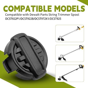2 Pack DWO1DT995 Weed Trimmer Head Cap Cover - Spring and Spring Caps Replacement for Dewalt String Trimmer Head Cap Cover Replacement for Dewalt DCST922P1 DCST922B DCST925 DCST972X1