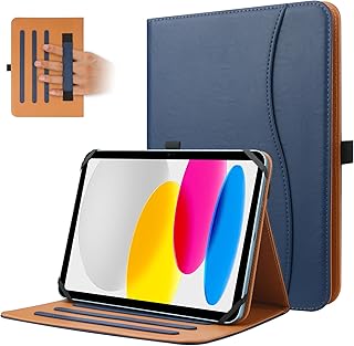 FANRTE Universal Case for 9 10 10.1 inch Tablet, Universal Tablet Case with Flexible Hand Strap & Pocket for 9-10.9" Touchscreen Tablet, with Adjustable Fixing Silicon Band and Pen Holder,Navy Blue