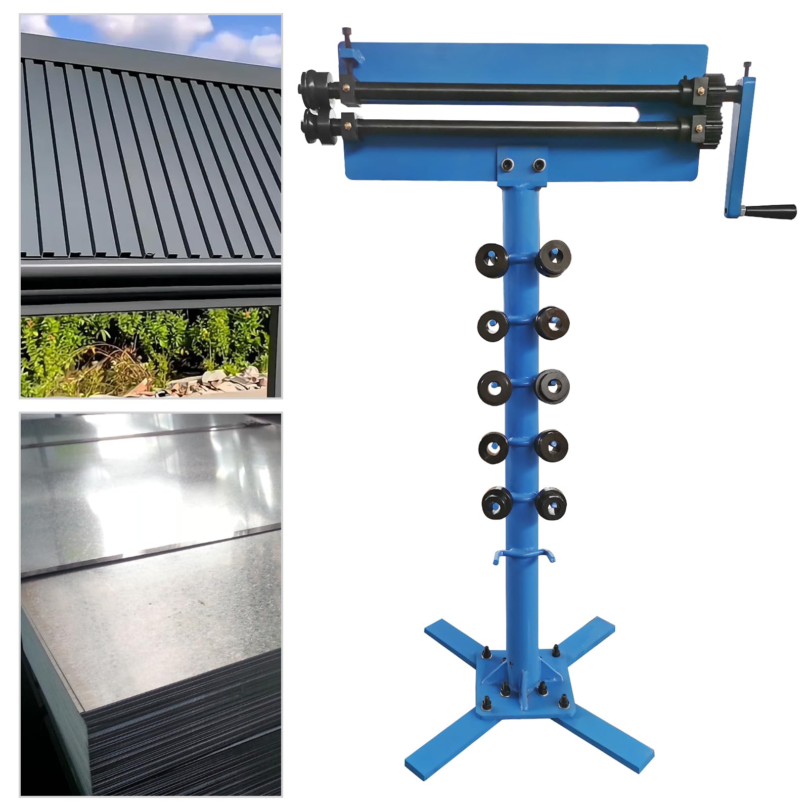 HAPPCUCOE Metal Bead Roller with 12 Dies, Manual Sheet Metal Bead Roller Machine,Sheet Metal Bead Bending Roller Rotary Forming Machine with 6 Dies Kit,Blue