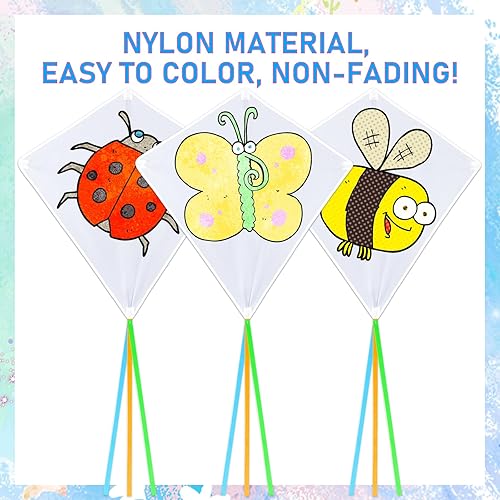 Miniatura 3 de Libima 100 Pack Kite Making Kit Bulk DIY Kites with Rainbow Ribbon and Kite String White Blank Kite Coloring Kit Beach Kite Making Craft Kits