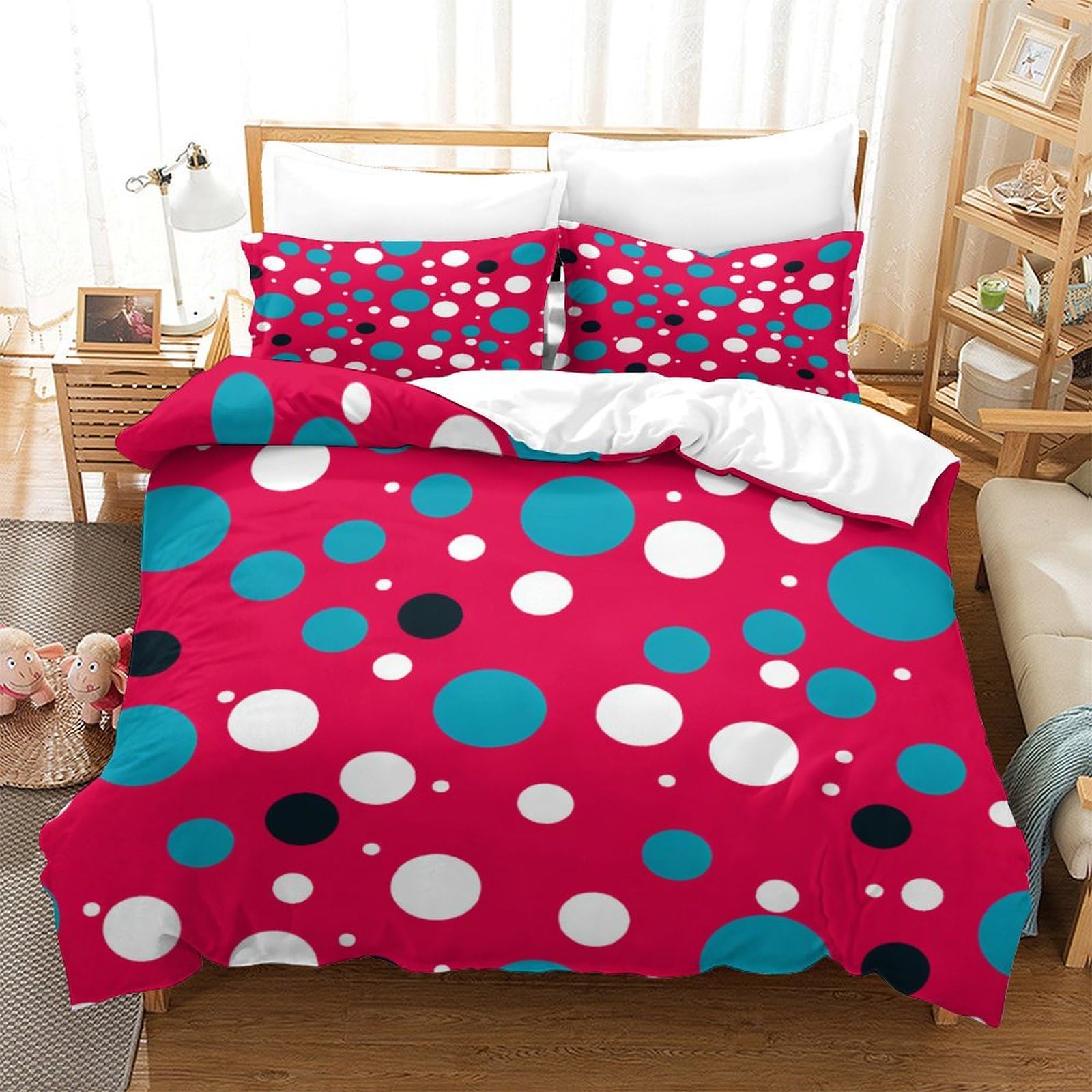 P1S9U7W5Y 3D Printed Polka Dot Microfiber Duvet Cover Set 3pcs Spot Bedding Set Double