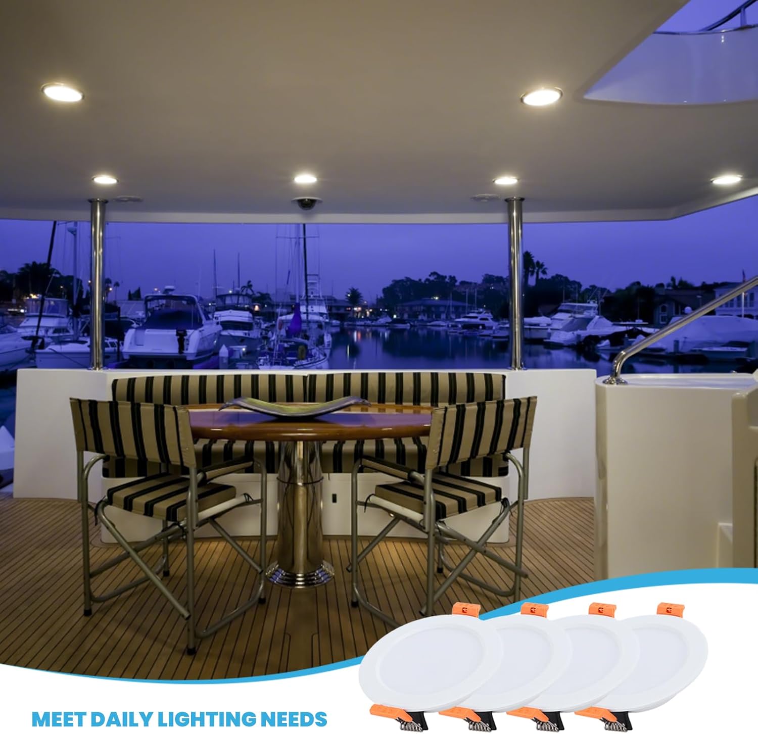 4 Pcs 4in RV Ceiling Domelight, DC 12V RV Recessed Light, 300LM 6000K RV Interior Ceiling Light for Caravan Yacht Lighting 3W