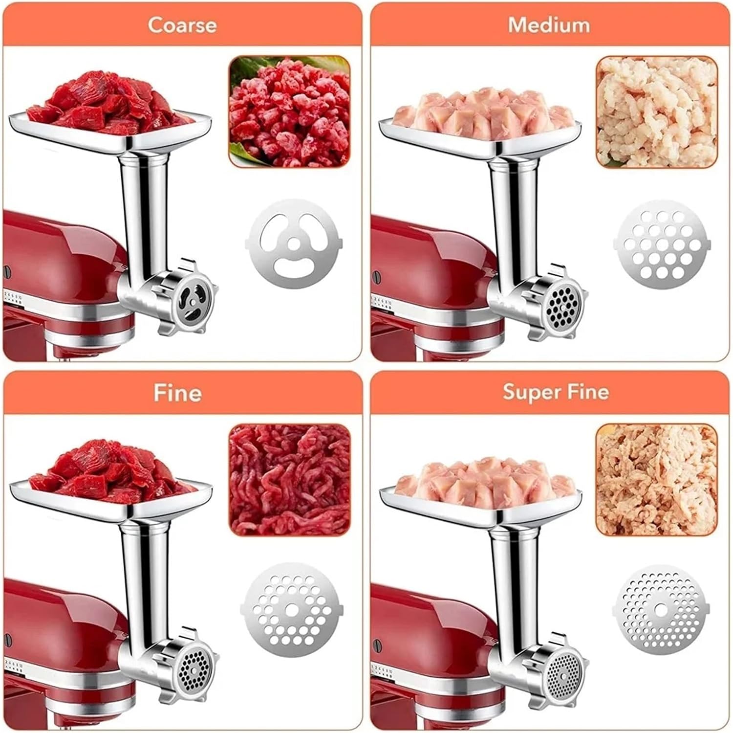Meat Grinder Blades Attachment Sausage Stuffer Accessories Compatible For KitchenAid Stand Mixer All Metal Meat Mincer