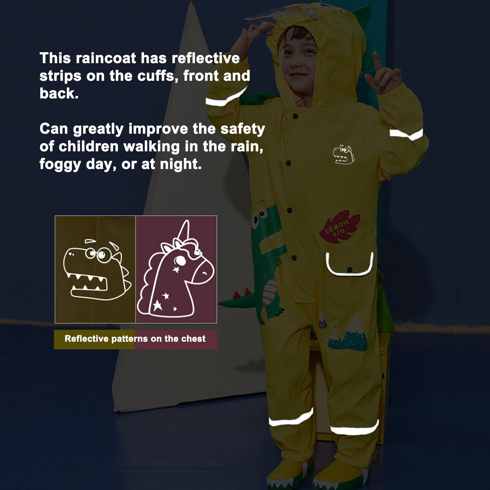 Fewlby Chubasquero Niños Niñas, Impermeable Poncho de Lluvia Ligero Abrigos de Lluvia Chaqueta Impermeable Mono Impermeable con Capucha Traje de Lluvia 1-8 Años