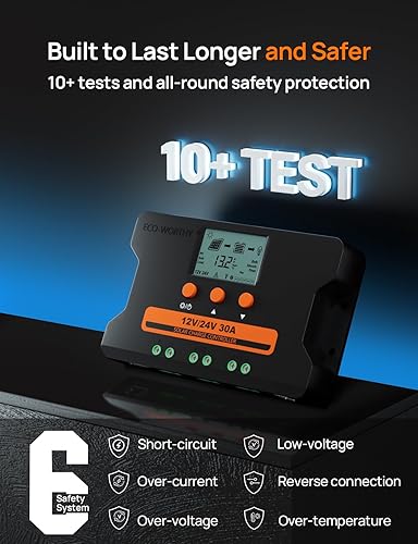 Miniatura 8 de ECO-WORTHY Controlador de carga solar de 30 A con Bluetooth, WiFi, conexión remota de aplicación, regulador de batería personalizado de panel solar,