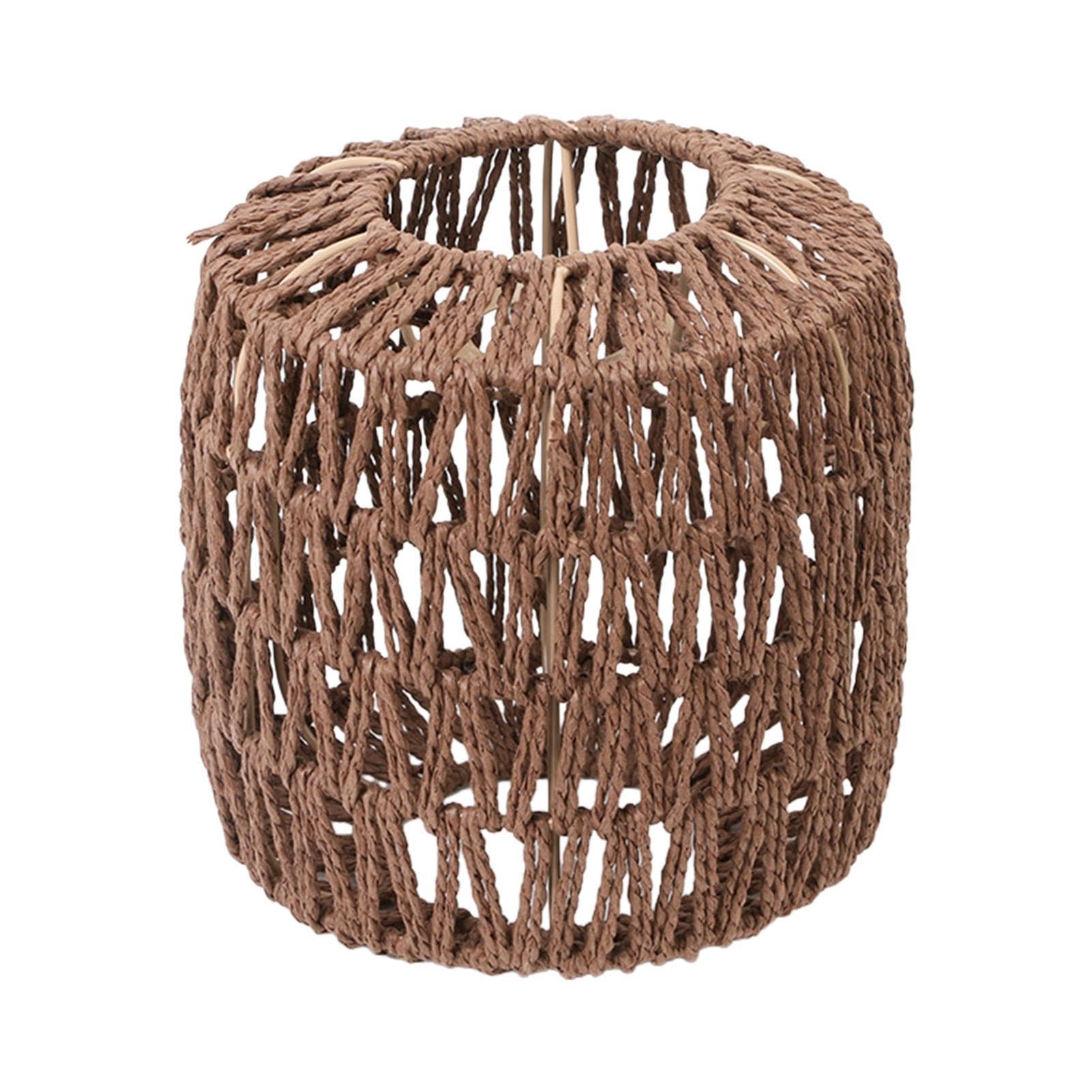 cypreason Decorative Lamp Shade Rattan Lamp Shade Pendant Light Rattan Woven Decorative Lampshade Lamp Dust Proof Covers Bohemian Style Light Paper Rope Woven Pendant Lamp Shade for Table Lamp