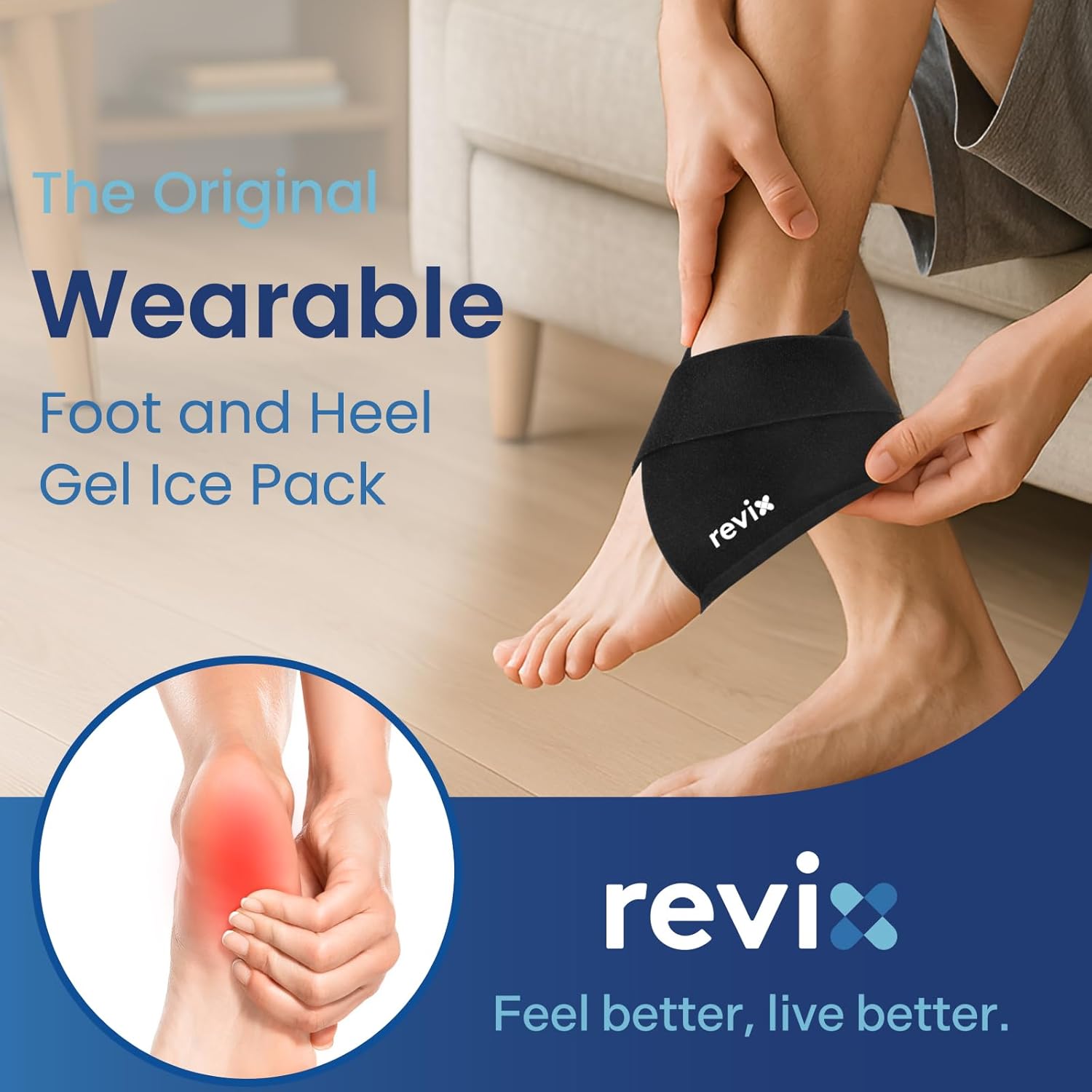 REVIX Heel Ice Pack Wrap, Reusable Hot & Cold Therapy Gel Pack for Heel Spurs, Targeted Relief for Heels and Foot Discomfort (Not for Ankle) - Image 2