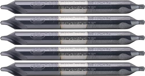 Taladros centrales de carburo sólido de CME 5 piezas, tamaño No. 2, recubierto de TiAlN