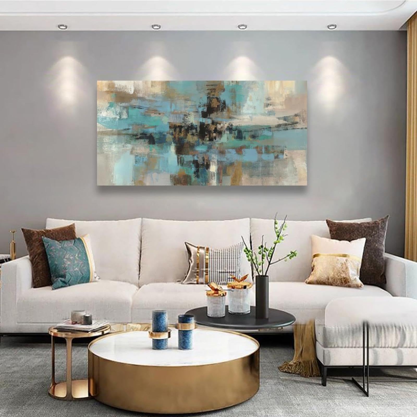 1 grande dipinto su tela astratto in stile bohémien, per ufficio, soggiorno, sala da pranzo, camera da letto, decorazione da parete per la casa, 80x160cm(32x63 pollici) con cornice interna