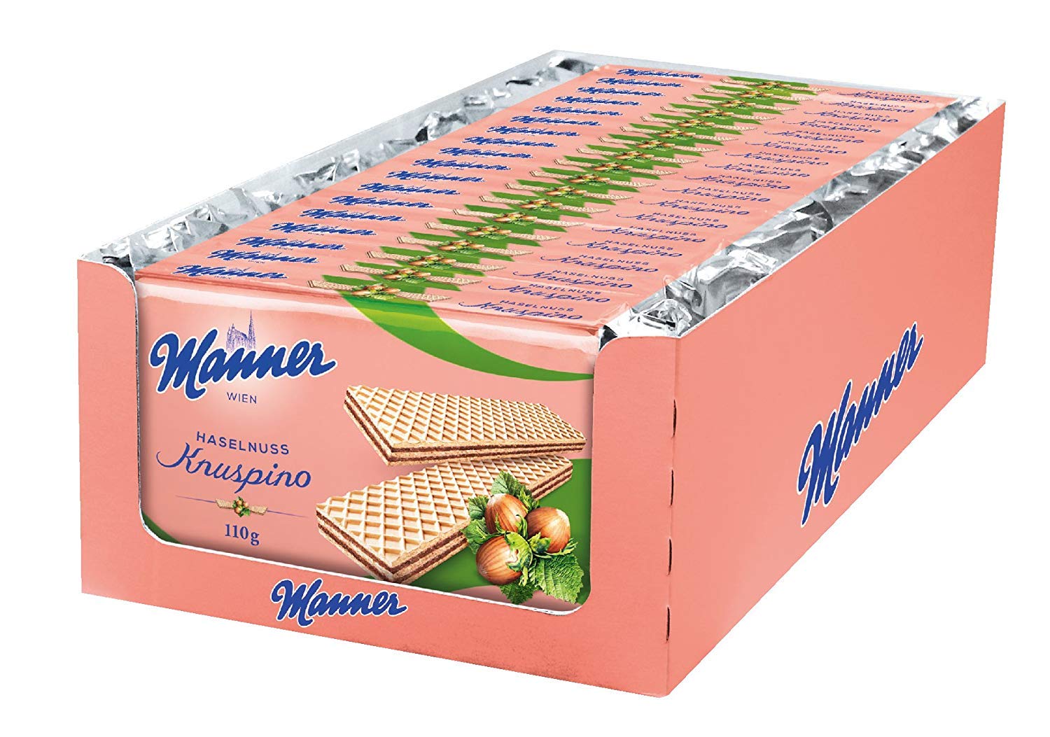 18 x Manner Knuspino Haselnuss, 110 g