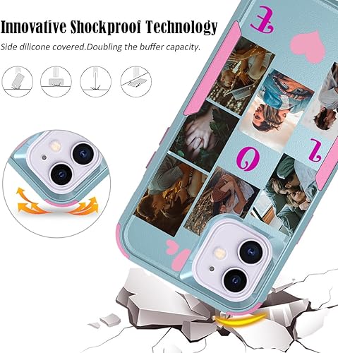 Vista 19 de Funda de fotos personalizada para Apple iPhone 11 Pro Max, patrón de collage a cuadros, personalizado para hacer imágenes en gruesa 3 híbrida Rosa