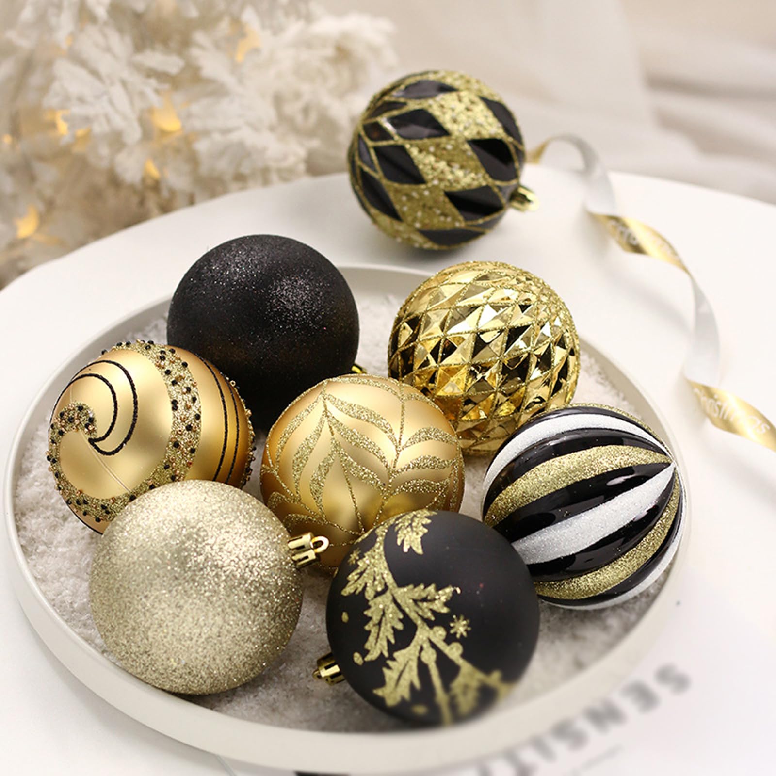 Adornos navideños 16 Uds. De Adornos de Bolas de Navidad, Juego de Colgantes de Bolas de Navidad pintadas, Adornos de árbol de Navidad para decoración de Fiestas navideñas