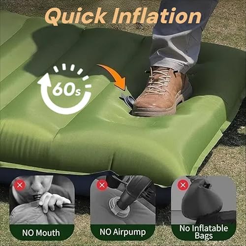 Miniatura 3 de Colchoneta de dormir para acampar de 4 pulgadas de grosor con correas internas, valor R 4.0 para 4 estaciones, colchón de aire al aire libre