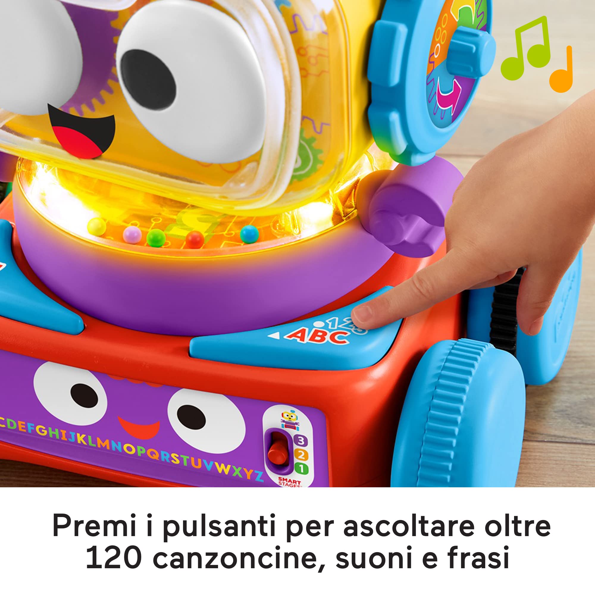 Fisher-Price 4-in-1 Lernroboter Linus für Babys und Kleinkinder, Spielzeug ab 6 Monaten, Version: Italienisch, HDJ16