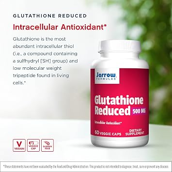 Jarrow Formulas - Glutathione Reduced 500 mg 60 caps (Pack of 2)
