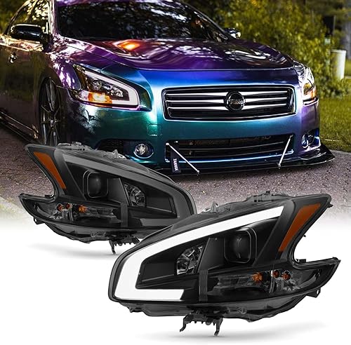 Miniatura 8 de AKKON - Compatible con faros delanteros de proyector de tubo de luz LED DRL Nissan Maxima 2009-2014 - Carcasa negra
