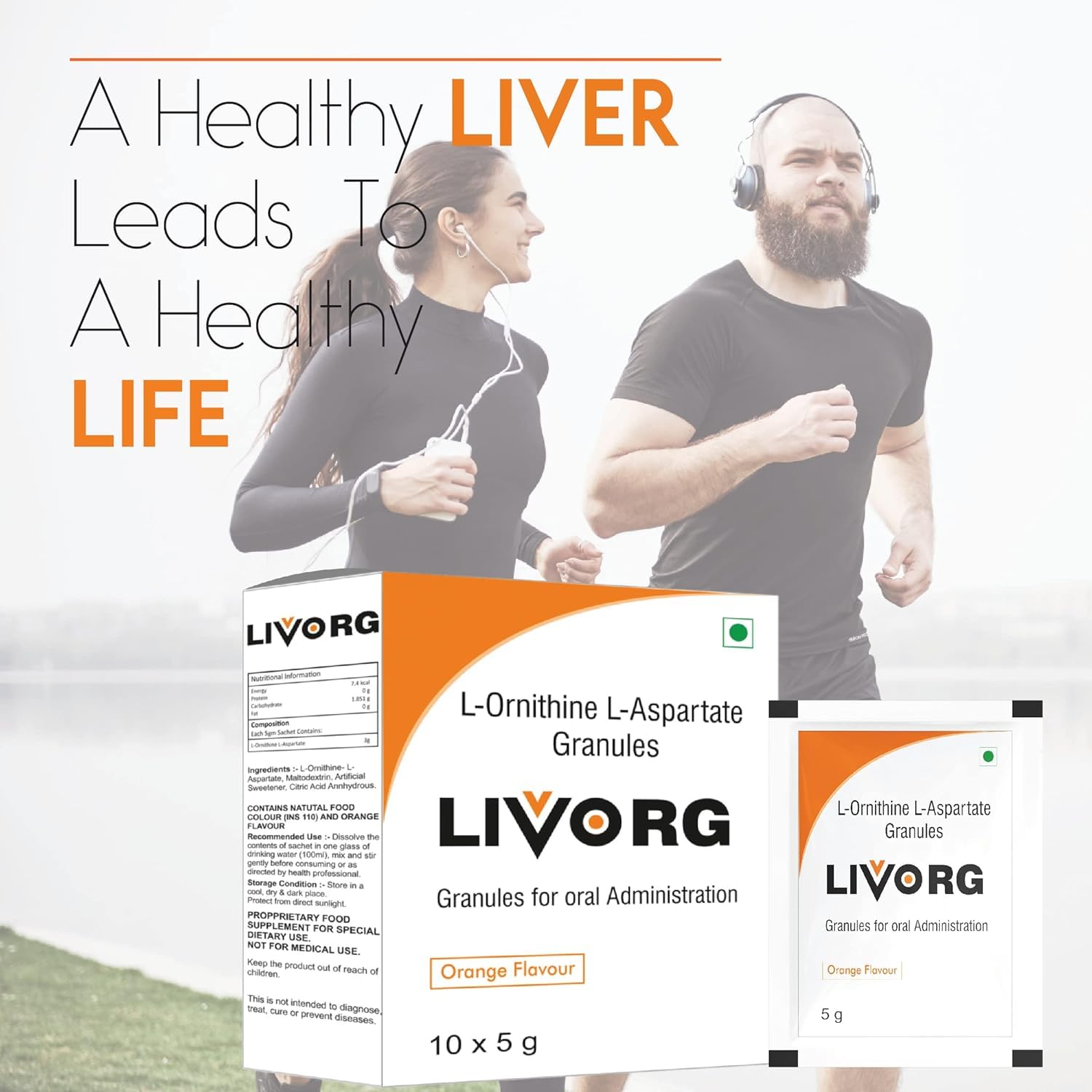Livorg Sachet | L-Ornithine L-Aspartate Granules for Liver Support | Helps Reduce Ammonia Levels, Improves Digestion & Supports Detoxification | 5g Sachets — Amazon image 2