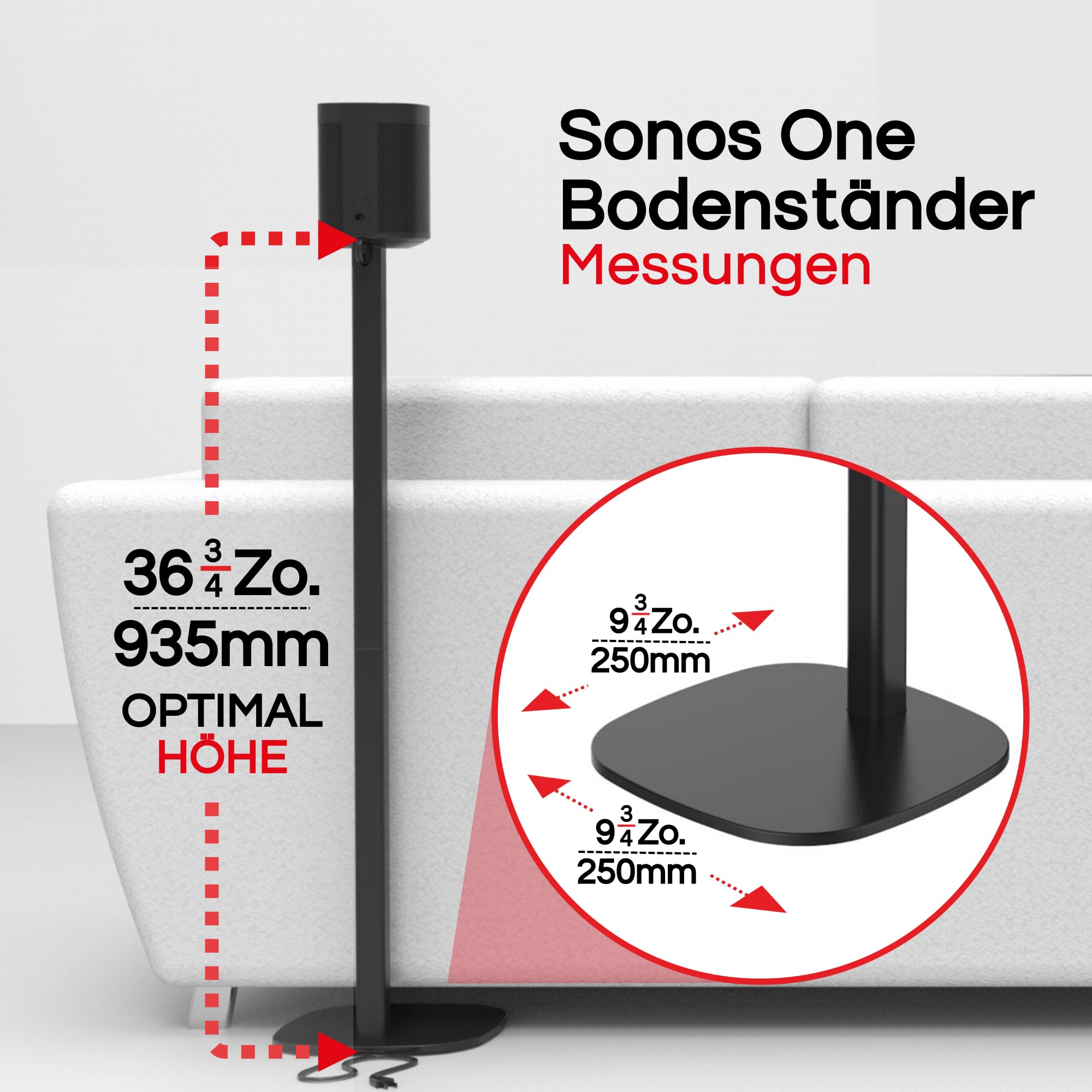 Sound Bass One / ERA100 Bodenständer Doppelpack (2 Stück), schwarz | kompatibel mit Sonos One, Gen 2, Play:1, SL | Zukunftssicheres Design auch kompatibel mit ERA 100, entworfen von Sound Bass UK