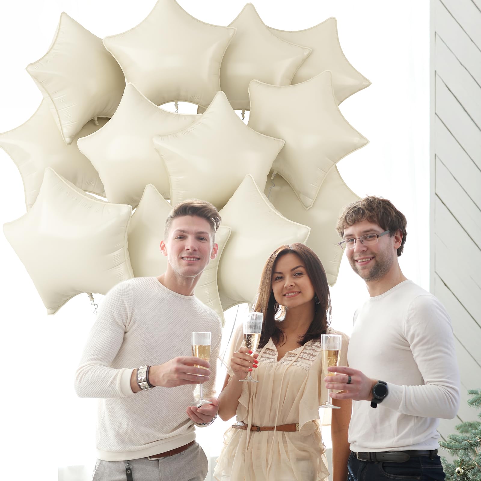 60 Silberne Stern-Luftballons – Mylar-Folie, Für Geburtstag, Hochzeit, Weihnachten, 5 Sterne á 12 Ballons
