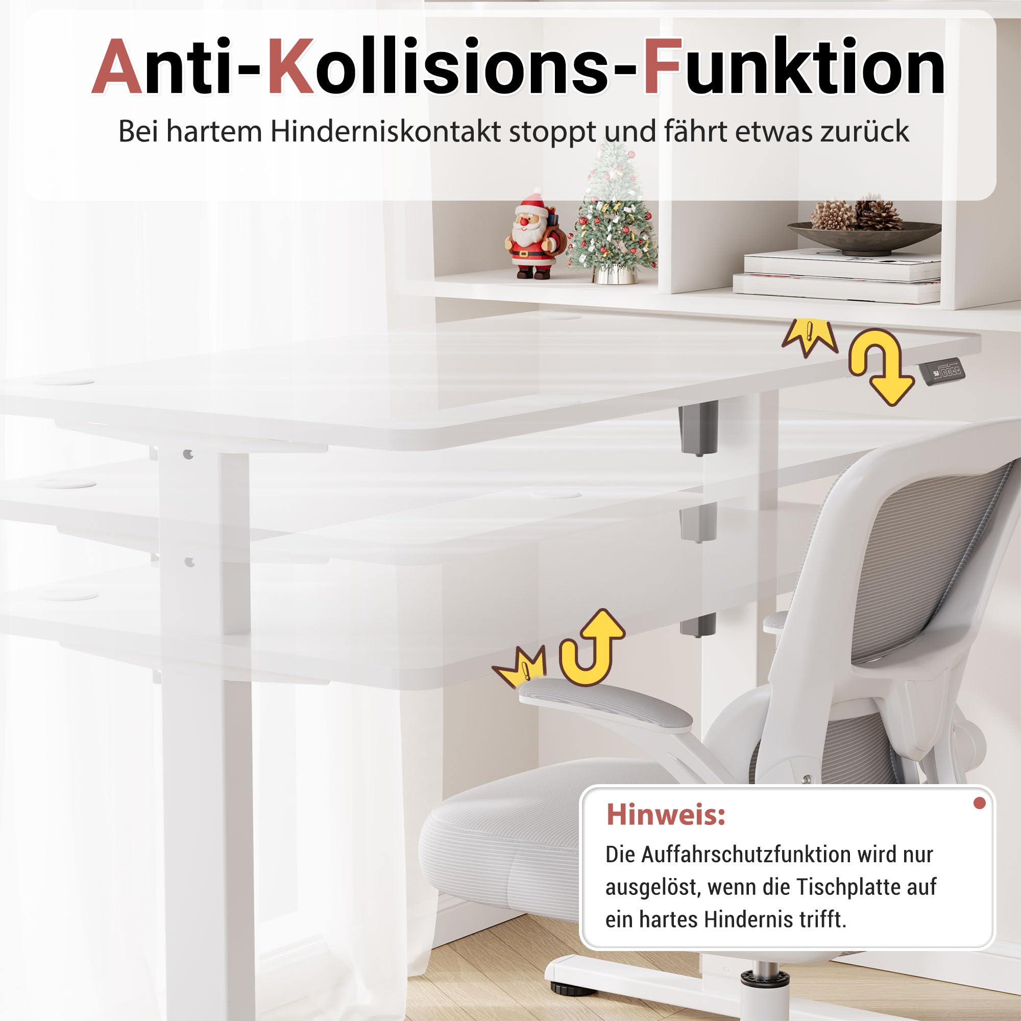 Höhenverstellbarer Schreibtisch 120 x 60 cm, Weiß | Elektrisch höhenverstellbarer Schreibtisch mit Memory Funktion, Gaming Tisch, Computertisch für Büro, Standing Desk