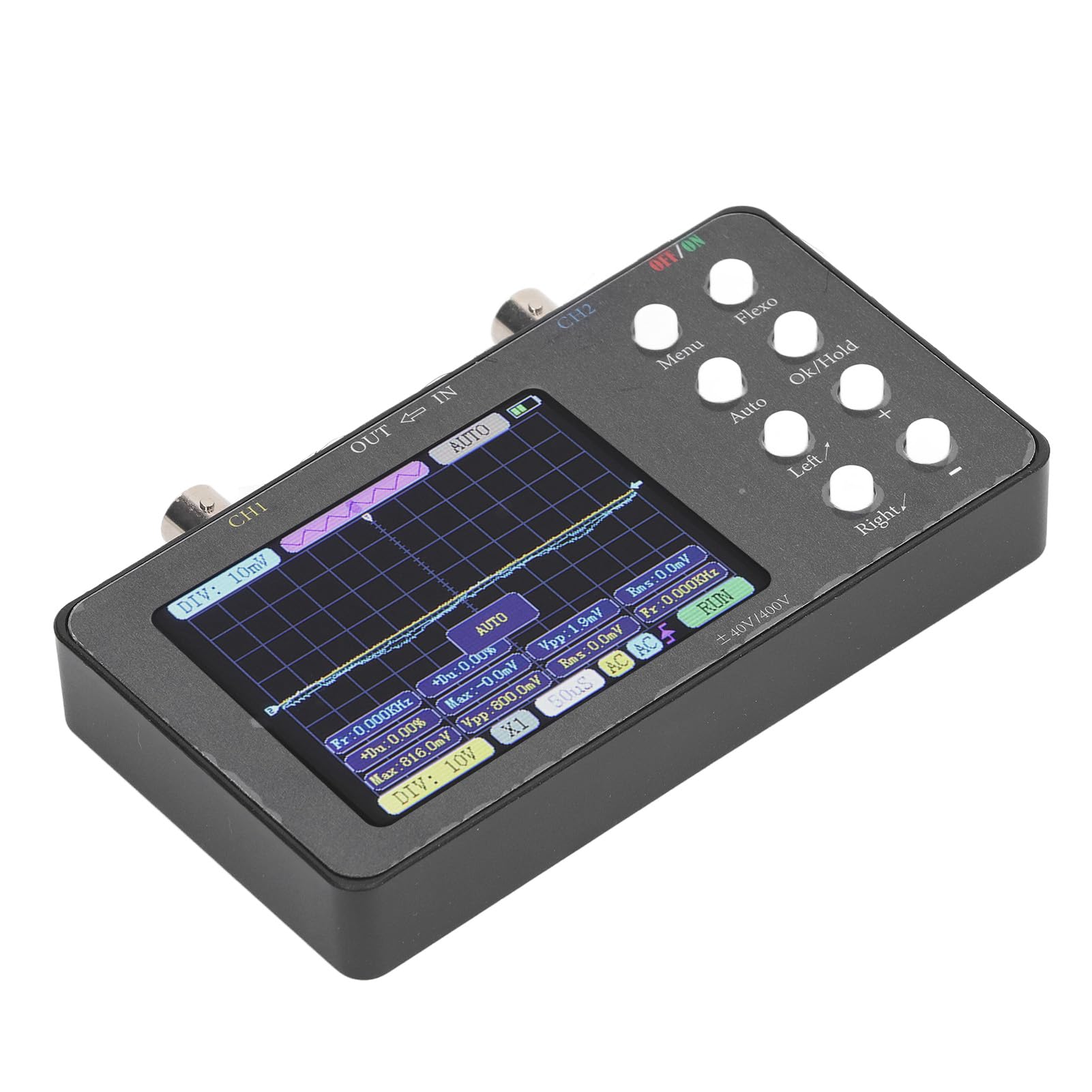 Fyearfly Osciloscopio de Doble Canal, Multímetro de Osciloscopio Digital Generador de Señal Portátil de 2 Canales Ancho de Banda de 2Mhz con Pantalla LCD Retroiluminada + Pinza de Cocodrilo