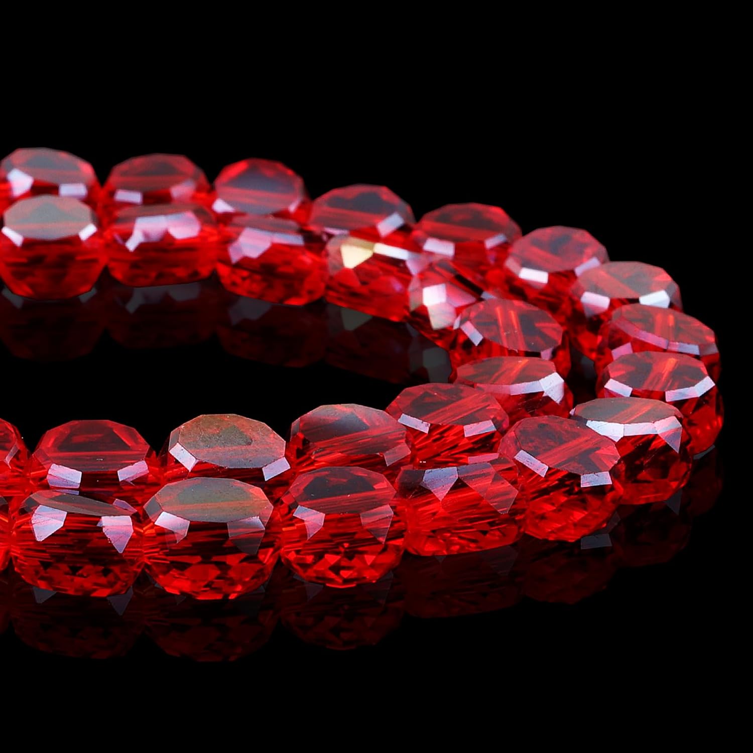 8mm Sparkle Flat Crystal Beads for Jewelry Making - Coin Spacer Round Slice Beads for Bracelets(78-82pcs, Red AB) - Image 2