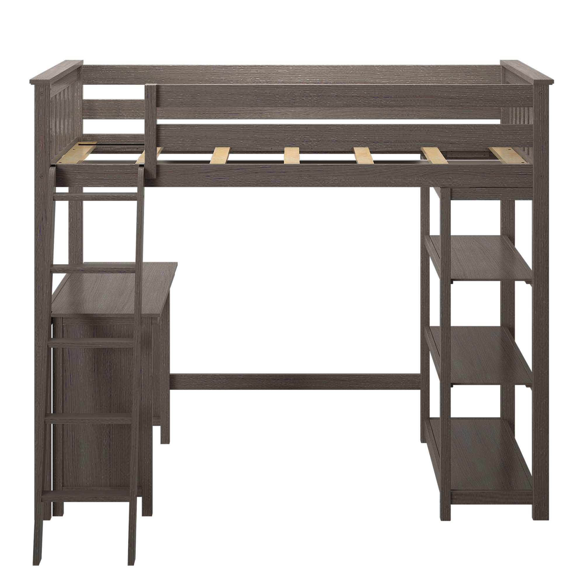 Max & Lily Twin High Loft Bed with Bookcase and Desk, Clay Buy Online