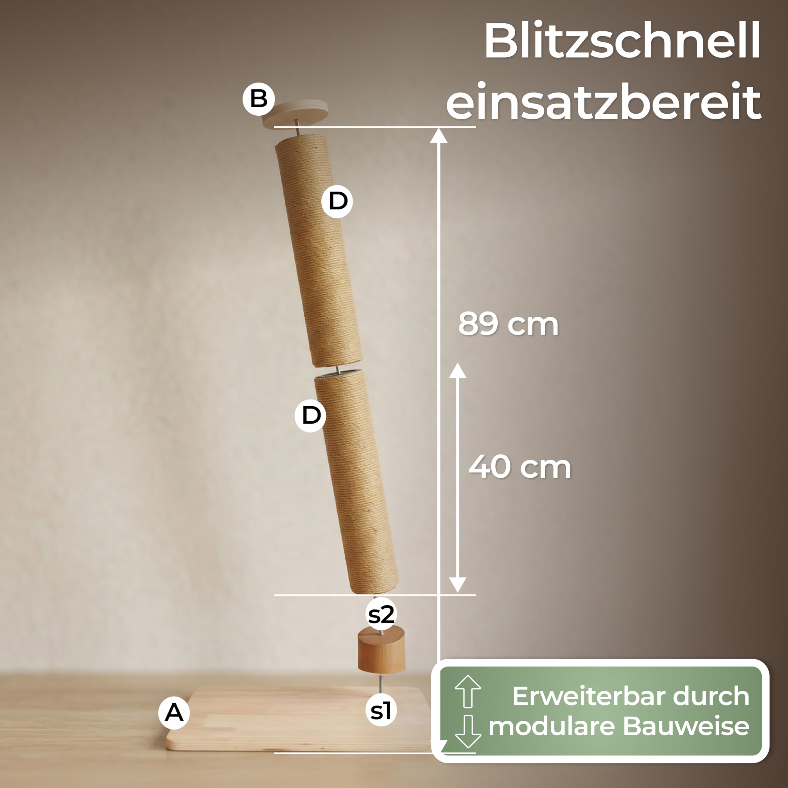 WOOWOOD Tiragraffi per gatti – Estremamente stabile – Tiragraffi XXL – Tiragraffi per gatti piccoli e grandi – Gatto Scratching Post, torre di gatto, tiragraffi per gatti in robusto sisal, 83 cm