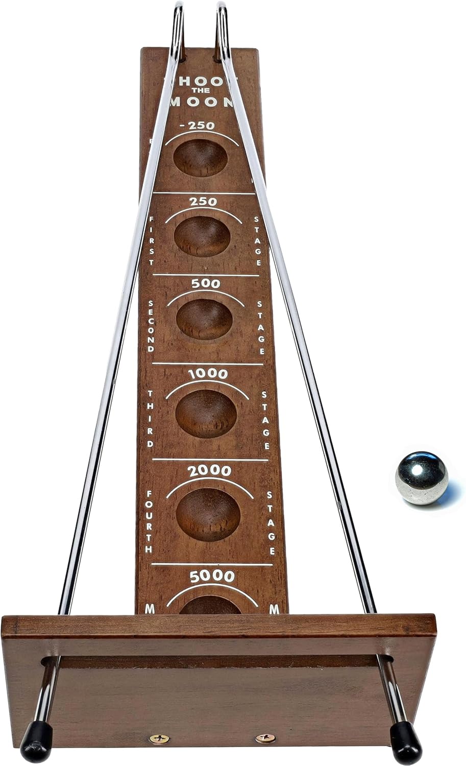 WE Games Shoot the Moon Game, Large 17.5 inch Size, Walnut Wood Stain, Retro Games for Adults, Classic Table Top Board Game