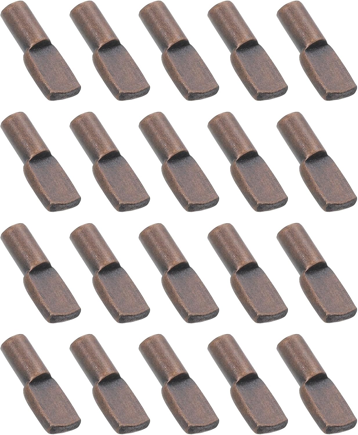 sourcing map 50Pcs Shelf Support Pegs, 5mm Spoon Shape Shelf Support Pins, Metal Support Pegs Holder for Kitchen Cabinet Bookcase (Red Bronze)
