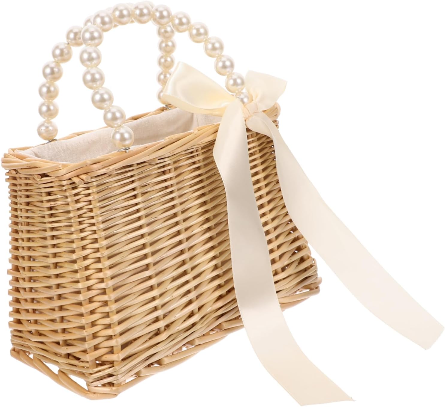 Fashionable Pearl Handbag Straw Beach Bag Ideal for Traveling Shopping and More