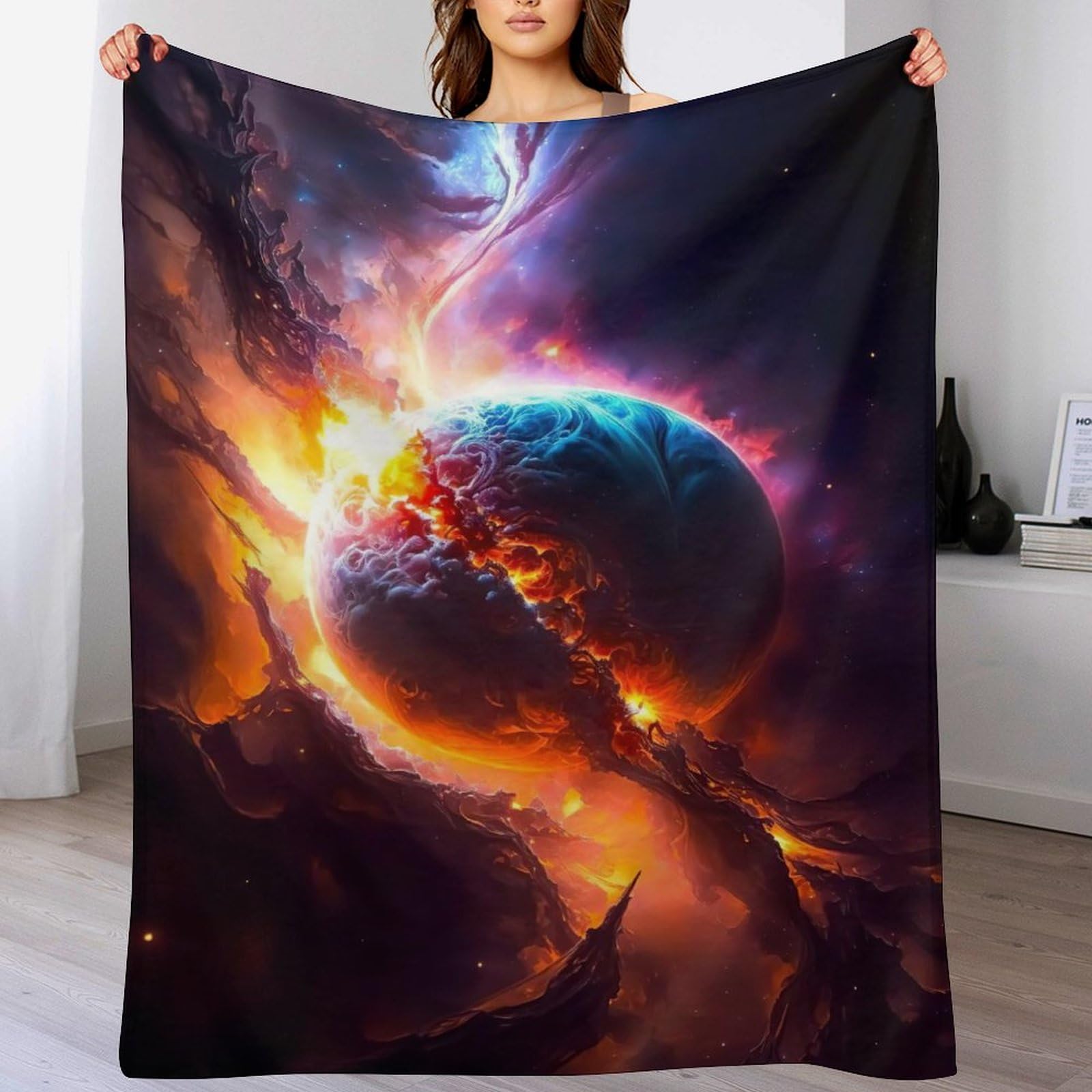 Couverture ciel étoilé en flannel haut de gamme pour lit et extérieur